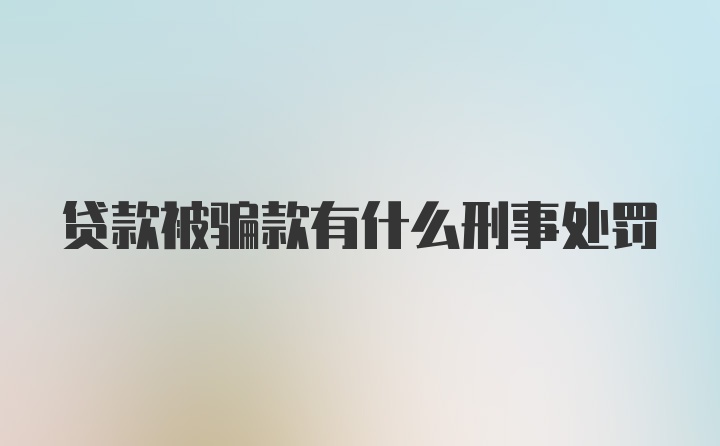 贷款被骗款有什么刑事处罚