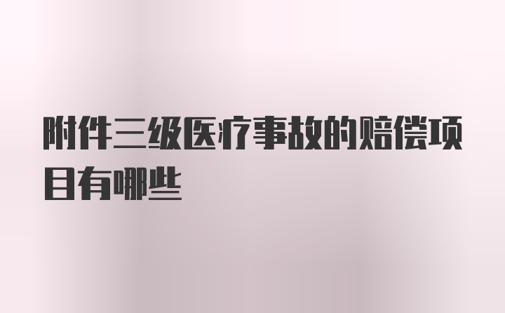 附件三级医疗事故的赔偿项目有哪些