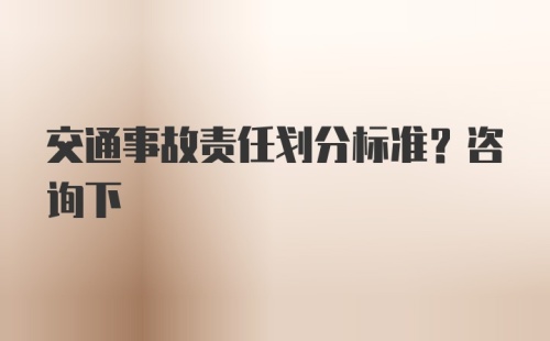 交通事故责任划分标准？咨询下