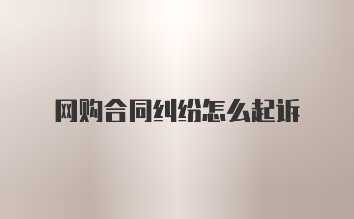 网购合同纠纷怎么起诉