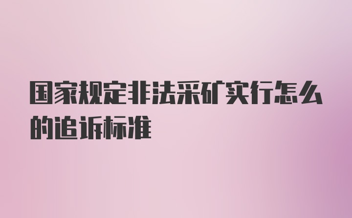 国家规定非法采矿实行怎么的追诉标准