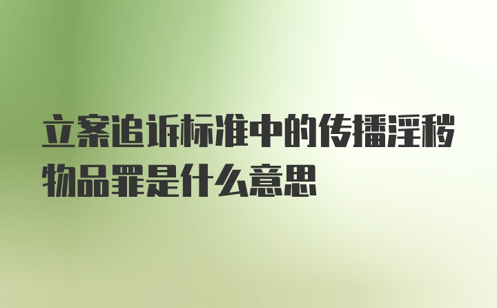 立案追诉标准中的传播淫秽物品罪是什么意思