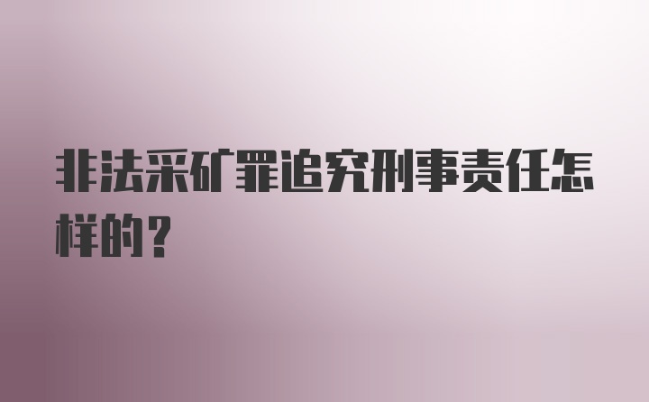 非法采矿罪追究刑事责任怎样的？