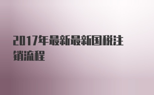 2017年最新最新国税注销流程