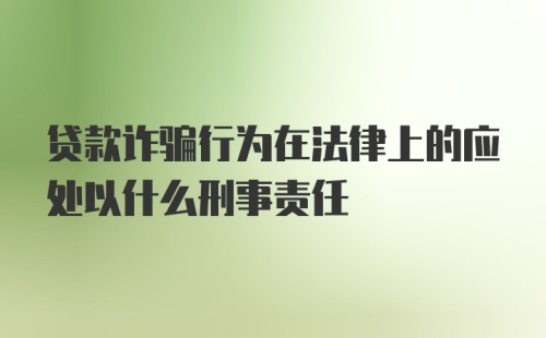 贷款诈骗行为在法律上的应处以什么刑事责任