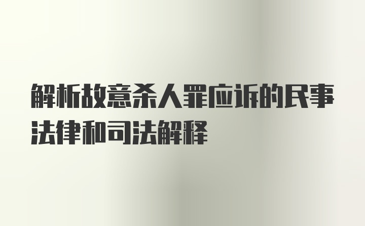 解析故意杀人罪应诉的民事法律和司法解释