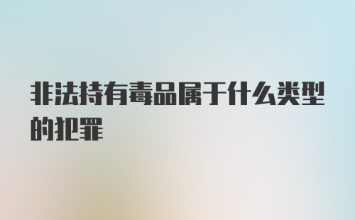 非法持有毒品属于什么类型的犯罪