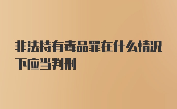 非法持有毒品罪在什么情况下应当判刑