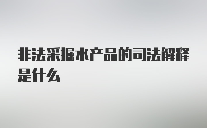 非法采掘水产品的司法解释是什么