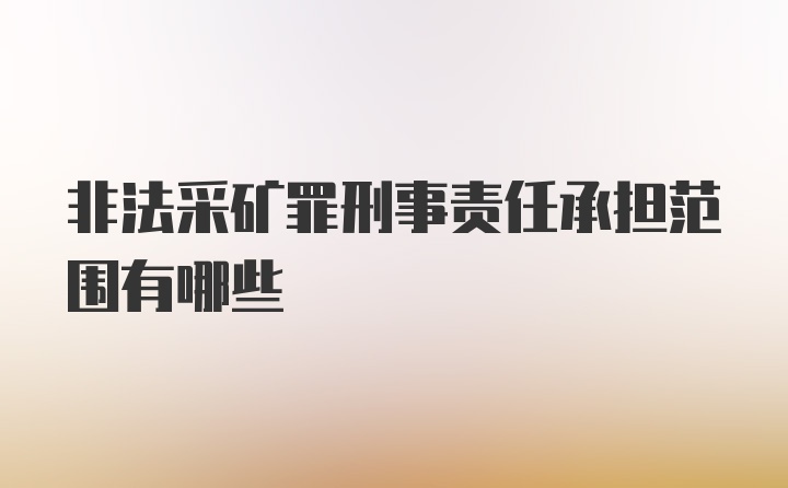 非法采矿罪刑事责任承担范围有哪些