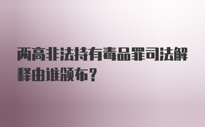 两高非法持有毒品罪司法解释由谁颁布？