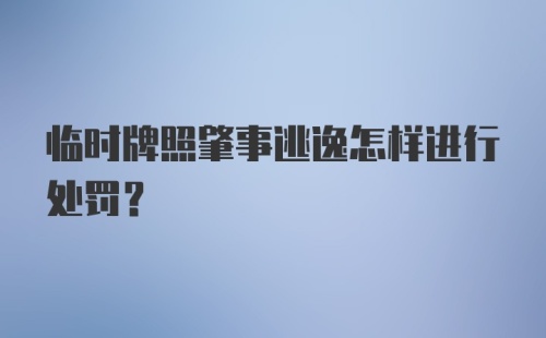 临时牌照肇事逃逸怎样进行处罚?