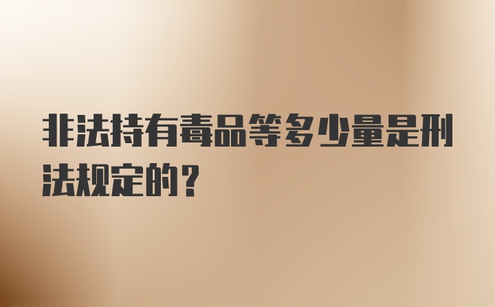 非法持有毒品等多少量是刑法规定的？