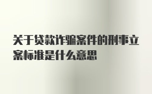 关于贷款诈骗案件的刑事立案标准是什么意思