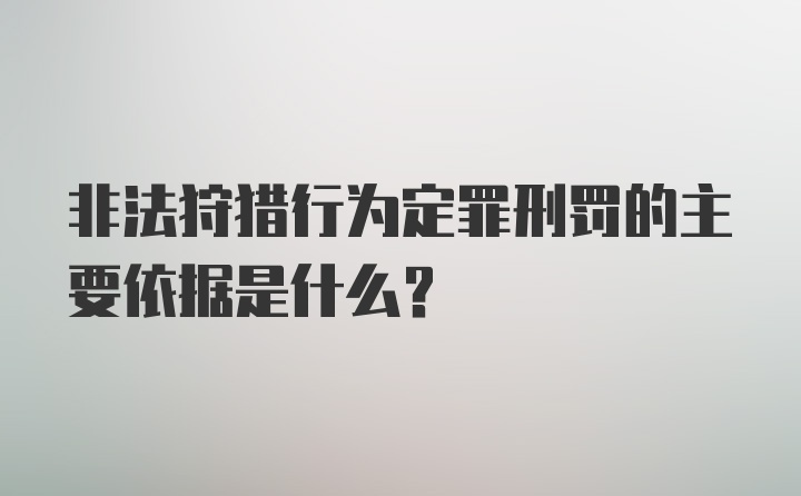 非法狩猎行为定罪刑罚的主要依据是什么?