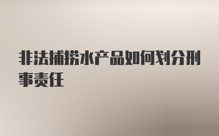 非法捕捞水产品如何划分刑事责任