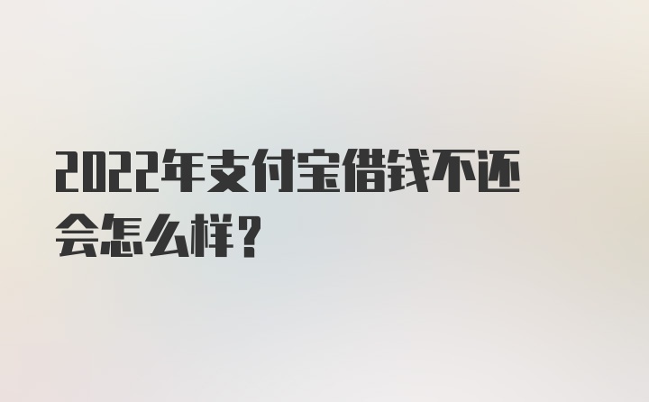 2022年支付宝借钱不还会怎么样？