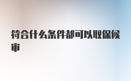 符合什么条件都可以取保候审