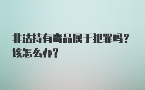 非法持有毒品属于犯罪吗？该怎么办？