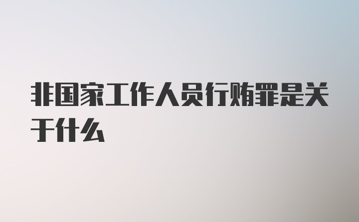 非国家工作人员行贿罪是关于什么