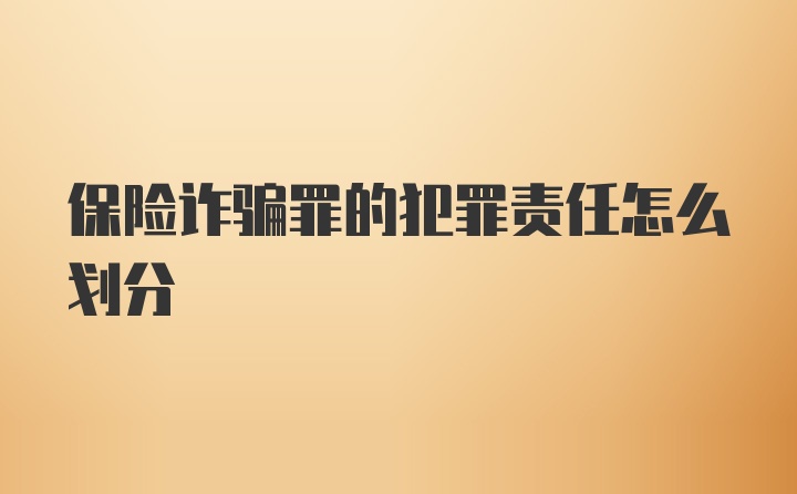 保险诈骗罪的犯罪责任怎么划分