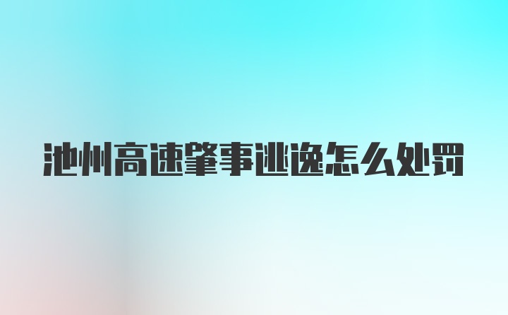 池州高速肇事逃逸怎么处罚