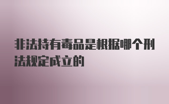 非法持有毒品是根据哪个刑法规定成立的