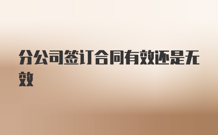 分公司签订合同有效还是无效