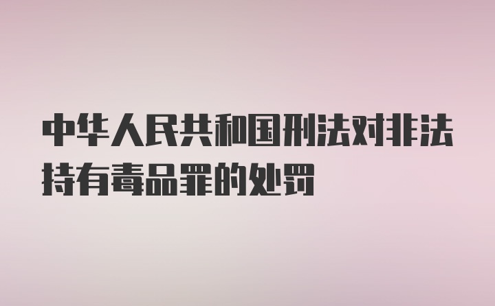 中华人民共和国刑法对非法持有毒品罪的处罚