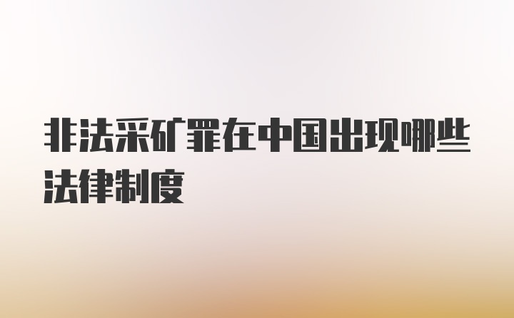 非法采矿罪在中国出现哪些法律制度