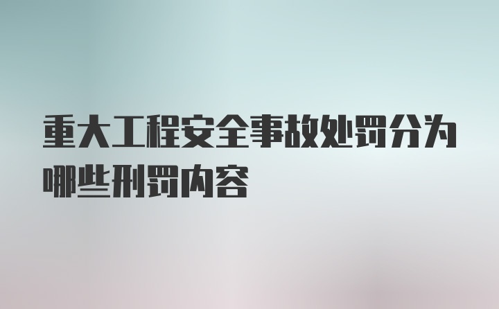 重大工程安全事故处罚分为哪些刑罚内容