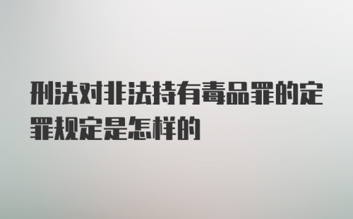 刑法对非法持有毒品罪的定罪规定是怎样的