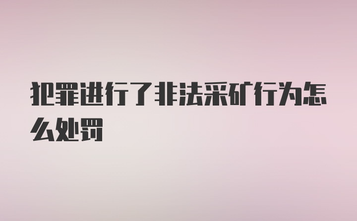 犯罪进行了非法采矿行为怎么处罚