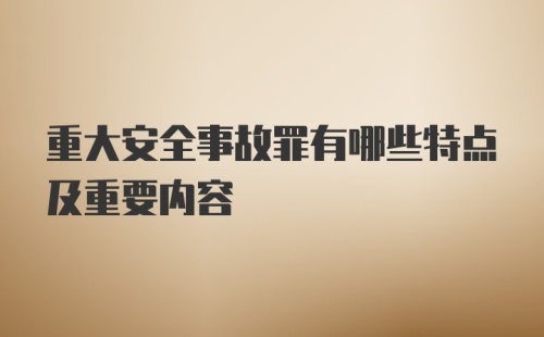 重大安全事故罪有哪些特点及重要内容