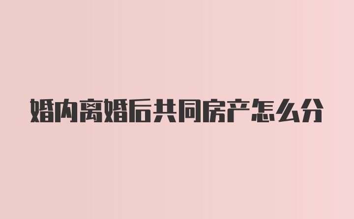 婚内离婚后共同房产怎么分