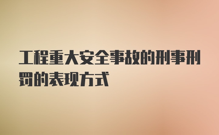 工程重大安全事故的刑事刑罚的表现方式