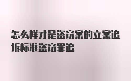 怎么样才是盗窃案的立案追诉标准盗窃罪追