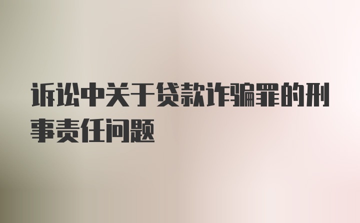 诉讼中关于贷款诈骗罪的刑事责任问题