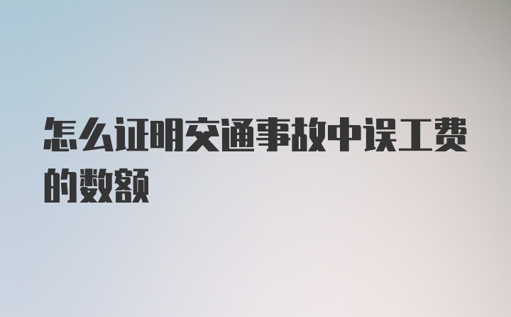 怎么证明交通事故中误工费的数额