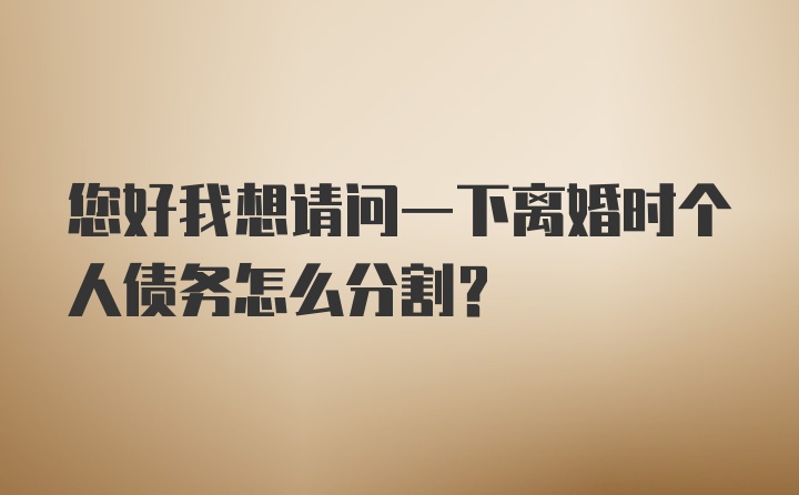 您好我想请问一下离婚时个人债务怎么分割？