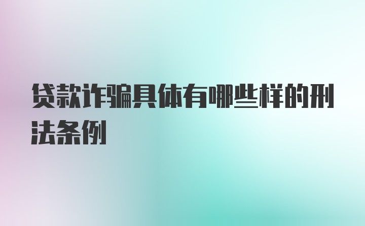 贷款诈骗具体有哪些样的刑法条例