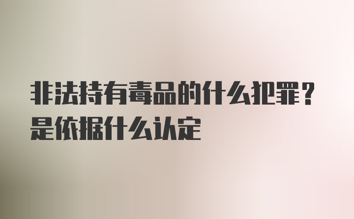 非法持有毒品的什么犯罪？是依据什么认定