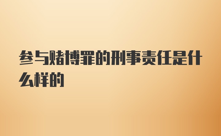 参与赌博罪的刑事责任是什么样的