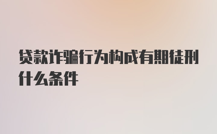 贷款诈骗行为构成有期徒刑什么条件