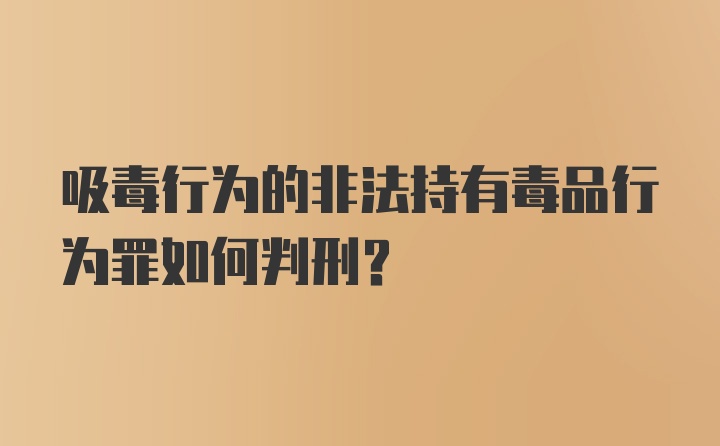 吸毒行为的非法持有毒品行为罪如何判刑？