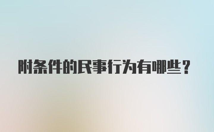 附条件的民事行为有哪些?