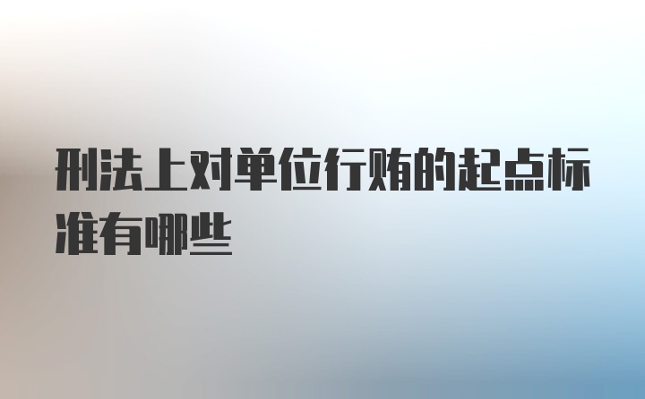 刑法上对单位行贿的起点标准有哪些