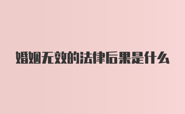 婚姻无效的法律后果是什么