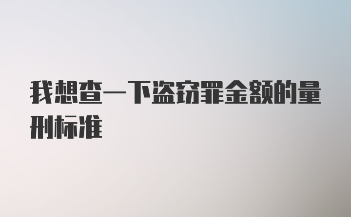 我想查一下盗窃罪金额的量刑标准