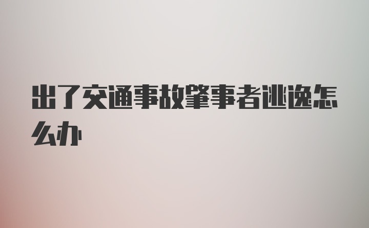 出了交通事故肇事者逃逸怎么办